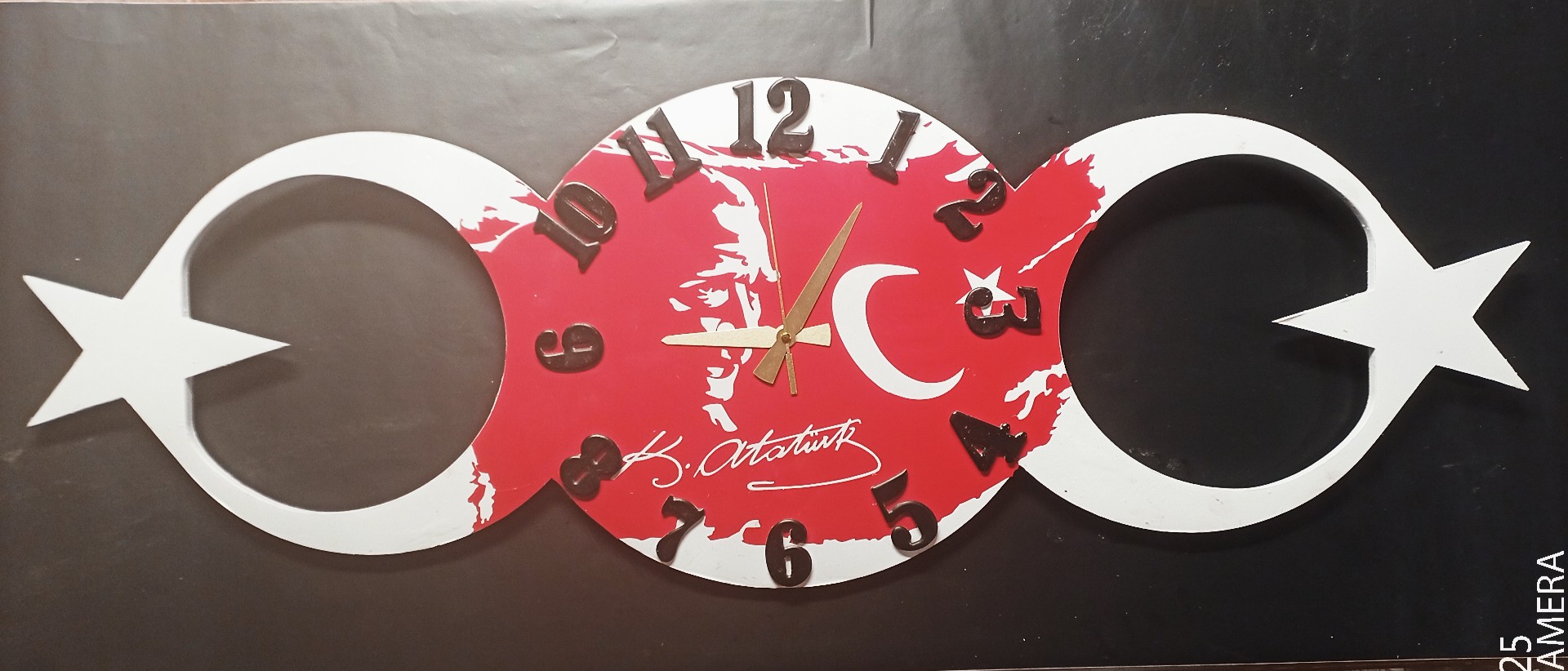 EPOKSİ REÇİNE 32X96 CM OVAL ATATÜRK TEMALI DUVAR SAATLERİ