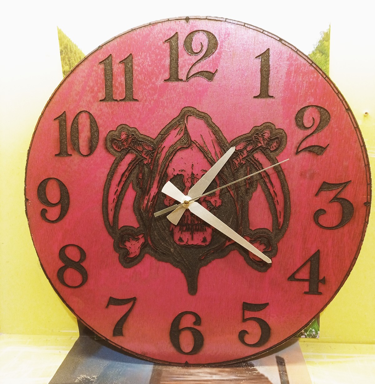 Ahşap dekoratif lazer işleme 38x38cm duvar saatleri