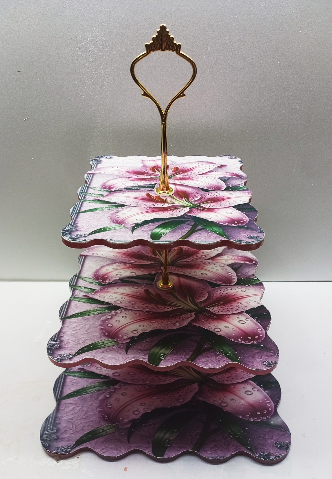 epoksi reçine üç katlı pasta kurabiye kek standı