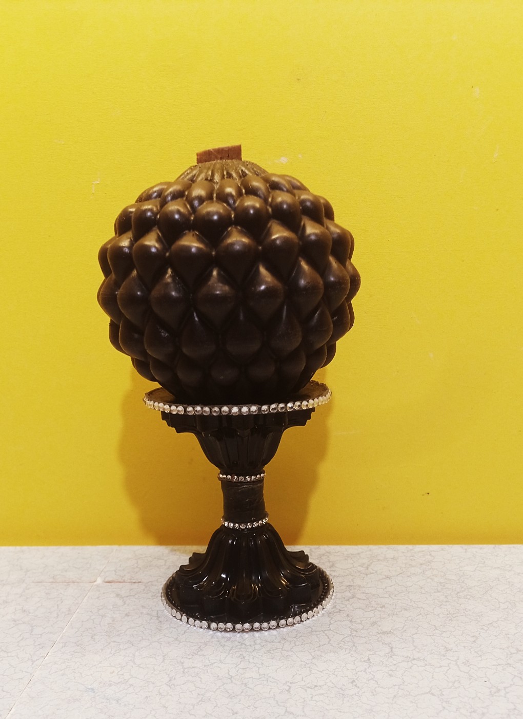 Soyawax dekoratif desenli mum ve mum kaidesi 8x10cm